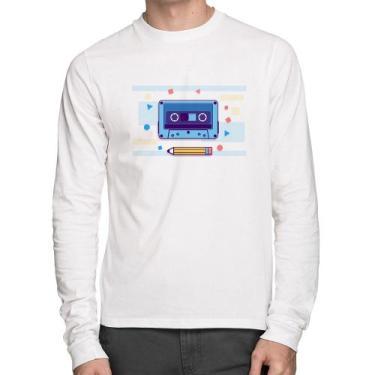 Imagem de Camiseta Algodão Fita Cassete Manga Longa - Foca na Moda, Branco, M