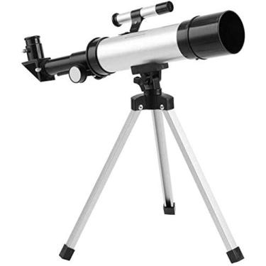 Imagem de pcagfaajmh Telescópio astronômico monocular, tubo refrator monocular, telescópico, luneta + tripé portátil (preto prata)