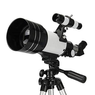 Imagem de pcagfaajmh Telescópio para crianças iniciantes adultos 70 mm abertura 300 mm telescópio refrator astronômico BAK4 prisma FMC telescópio para astronomia com suporte para smartphone e tripé para