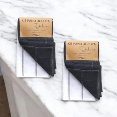 Imagem de Kit 4 Panos de Copa Prato Atoalhado Gourmet Deluxe Jolitex (Preto)