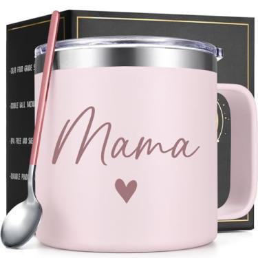 Imagem de Lifecapido Presentes de Dia das Mães para Mãe, Presentes de Mamãe, Presentes de Filha Filha, Mama Caneca de Café Isolada com Colher 400 ml, Presentes de Aniversário Presentes de Aposentadoria
