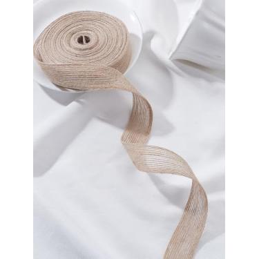 Imagem de Cerca de 10,94 metros de fita de tecido de juta de juta, fita artesanal de tecido bronzeado, fitas hessianas para arco grande, grinalda, casamento, embrulho de presente, lembrancinha de festa e