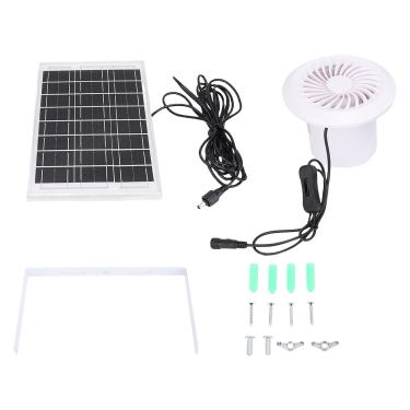 Imagem de TOPINCN Ventilador de Exaustão Movido a Energia Solar, Kit de Ventilador Redondo de Painel Solar de Silício Monocristalino de 6 W Com Equipamento de Ventilação IP67 para Casa de Animais
