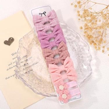 Imagem de 10 peças de grampos de cabelo pequenos para bebês meninas 3,6 cm - 5,6 cm mini conjunto de presilhas antiderrapantes totalmente forradas artesanais laço flor acessórios de cabelo para recém-nascidos