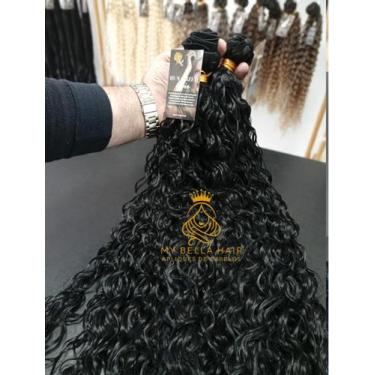 Imagem de Aplique de Cabelo na Tela Mega Hair Natural Fibra Russa Cacheado 60cm 