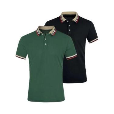 Imagem de Camisa Polo Masculina De Verão 2 Peças Respirável Casual Para Escritór