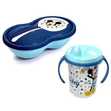 Imagem de Pratinho Infantil com Colher e Copo de Treinamento do Mickey - Plasúti