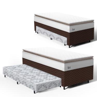 Imagem de Cama Box com Colchão de Molas Ensacadas Pillow Top Neve + Auxiliar de Espuma Unique Solteiro 88cm