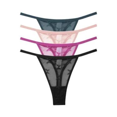 Imagem de Conjunto De Tanga Sexy Em Renda Para Mulheres 4PCS, G String Transpare