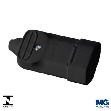 Imagem de Tomada Extensão Plug 2P 20A Com Sistema Prensa Cabos Preto