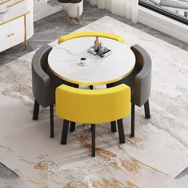 Imagem de Conjunto de mesa de jantar quadrada com 4 cadeiras, combinação de mesa de negociação de escritório e cadeira, conjunto de combinação de mesa e cadeira, economia de espaço, para escritório, sala de