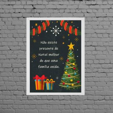 Imagem de Quadro Decorativo Natal Família Reunida 24X18cm Branca