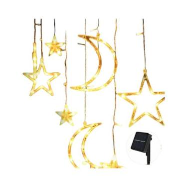 Imagem de Luzes De Cordão LED Em Forma De Estrela E Lua, Alimentadas Por Bateria