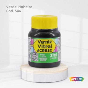 Imagem de Verniz Vitral Tinta Para Vidro com 37ML cor Verde Pinheiro cód. 546 - 