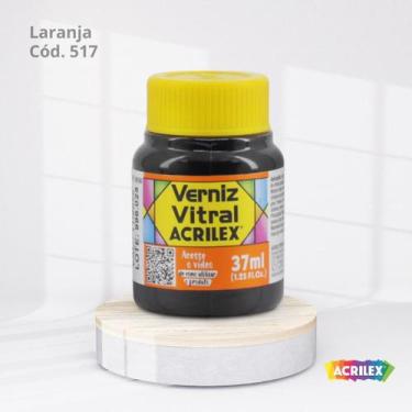 Imagem de Verniz Vitral Tinta Para Vidro com 37ML cor LARANJA cód. 517 - ACRILEX