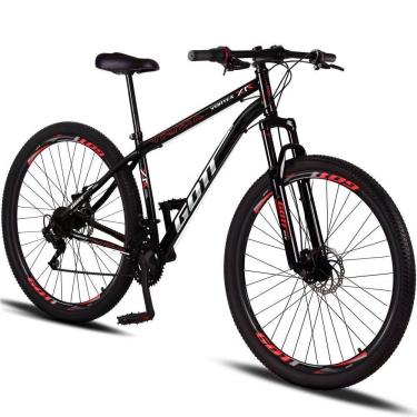 Imagem de Bicicleta Aro 29 Aço Carbono Gott Vortex 21v Com Suspensão E Freio A Disco - Preto E Vermelho