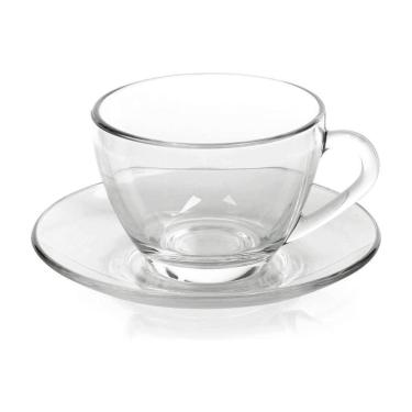 Imagem de Xícara De Chá Vidro Com Pires Em Casa Tem 230ml