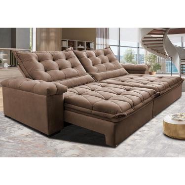 Imagem de Sofá Retrátil E Reclinável 3,15M Cama Inbox Big Fresh Com Softgel D40 Velupluma Castor