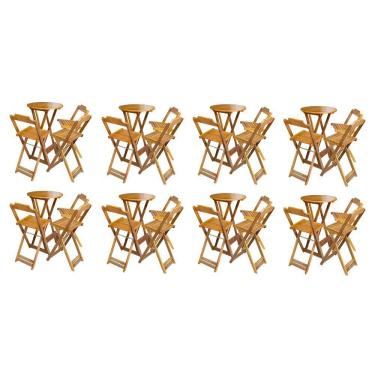 Imagem de Kit 8 Jogos De Mesa Bistrô De Madeira Dobrável Com 3 Banquetas - Mel