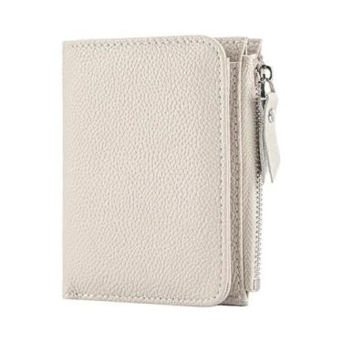 Imagem de Carteira Feminina Fina De Couro Genuíno Com Bloqueio RFID, Porta-Cartõ