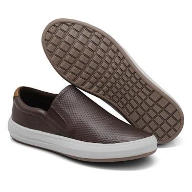 Imagem de Tênis Sapatênis Masculino Slip On Iate Casual Em Couro Legítimo - Sane