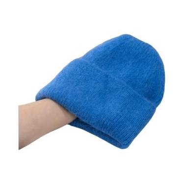 Imagem de Chapéu Feminino de Malha com Pele de Coelho - Quentinho para o Inverno