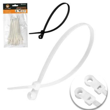 Imagem de Abracadeira Olhal Nylon Preto / Branco 100 Pecas 4,8X200Mm - 3596308