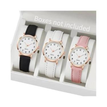 Imagem de Relógio de quartzo árabe feminino, pulseira de couro, analógico, casua