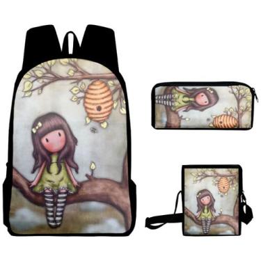 Imagem de Conjunto de mochilas Girls In Snows Anime School, 3 unidades/lote de n