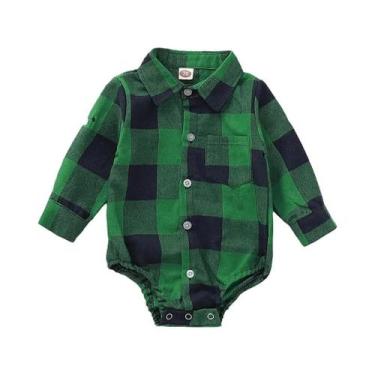 Imagem de Macacão De Bebê Menino Recém-Nascido Com Camisa De Manga Longa E Gola 