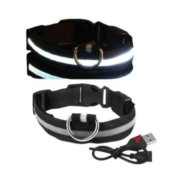 Imagem de Coleira LED USB Recarregável Para Cães Com 3 Modos, Acessório Luminoso