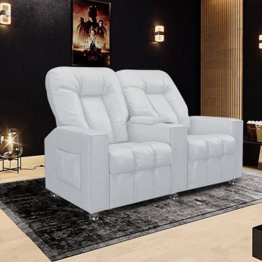 Imagem de Poltrona Reclinável 2 Lugares Para Sala De Cinema Arsenal Pu Branco