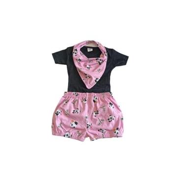 Imagem de Conjunto Bebê Bandana Menina Panda Shorts Bandana Body - Kadu Modas, G