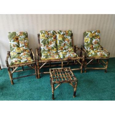 Imagem de Kit De Cadeiras Sofá E Mesa De Bambu Vime Junco E 4 Lugares - A Varand