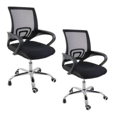 Imagem de Kit 2 Cadeiras De Escritorio Oficial Webshop, Begonia Tela Mesh, Peso Recomendado: 110kg, Ergonomico, Preto