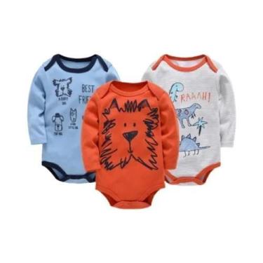 Imagem de Body Bebê Manga Longa - Kit com 3 ou 6 Peças 100% Algodão, 18-24 meses
