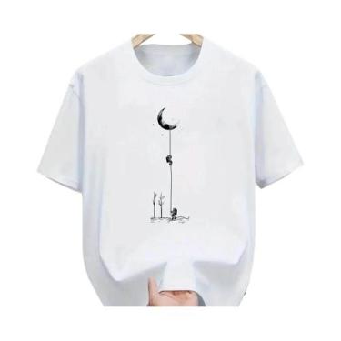 Imagem de Camiseta Casual Masculina plus Size De Verão Em Algodão Com Estampa De