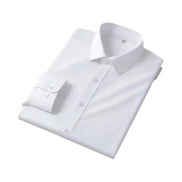 Imagem de Camisa Social Masculina Branca Slim Fit Antirrugas De Manga Longa Com 
