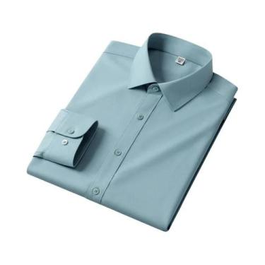 Imagem de Camisa Social Masculina Branca Slim Fit Antirrugas De Manga Longa Com 