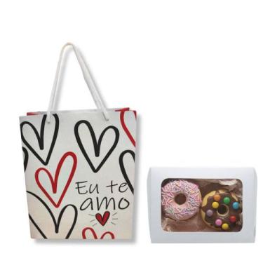 Imagem de Kit Embalagens para presente Caixa 15x11x3,5 + Sacola de Papel Kraft -