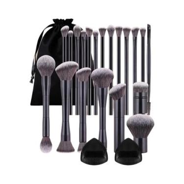 Imagem de Conjunto De 22 Pincéis De Maquiagem Profissionais Com Bolsa De Veludo,