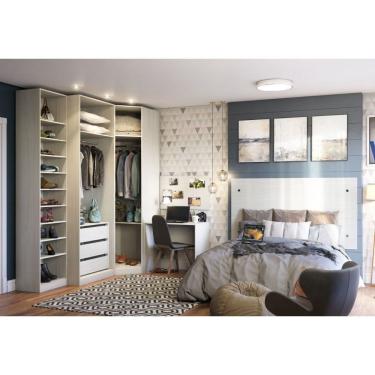 Imagem de Guarda Roupa Closet 5 Peças com Cabeceira e Escrivaninha Legno Crema