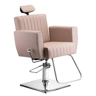 Imagem de Cadeira Hidráulica Dompel Nomad Fixa Stand Rose com Encosto Reclinável, Base Cromada e Apoio de Pés