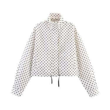 Imagem de Conjunto Vintage Feminino Com Estampa De Poá, Jaqueta De Manga Longa C