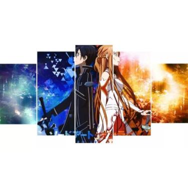 Imagem de Conjunto 5 Quadros Kirito E Asuna Sword Art Online" - aero print