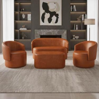 Imagem de Namoradeira com 2 Poltronas e Puff Orgânico Malu Max Sintético PU M11 