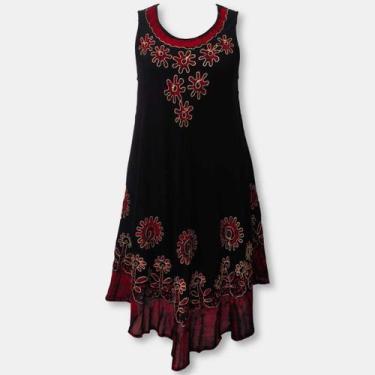 Imagem de Vestido Trapézio Regata Batik e Bordado Plus Size 1294 - - Sarat Moda 