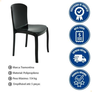 Imagem de Kit 6 Cadeiras Tramontina Anna Em Polipropileno Preto 92028-009