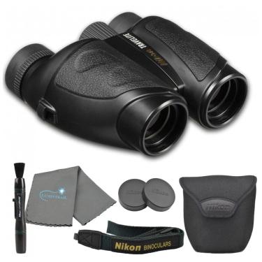 Imagem de Binóculos 10x25 para Adultos com Caneta de Lente Nikon e Pano de Limpeza Lumintrail, Nikon Travelite, Preto