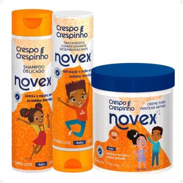 Imagem de Kit Novex Crespo e Crespinho 4abc: Shampoo e Tratamento Condicionante 300ml + Creme para Pentear Antinó 1kg